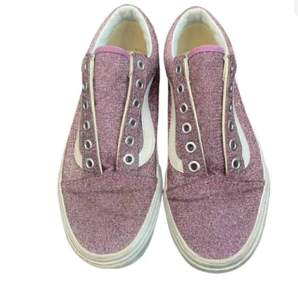Vans Old Skool Low Tops Pink Lurex Sparkle Canvas Womens 6 No laces